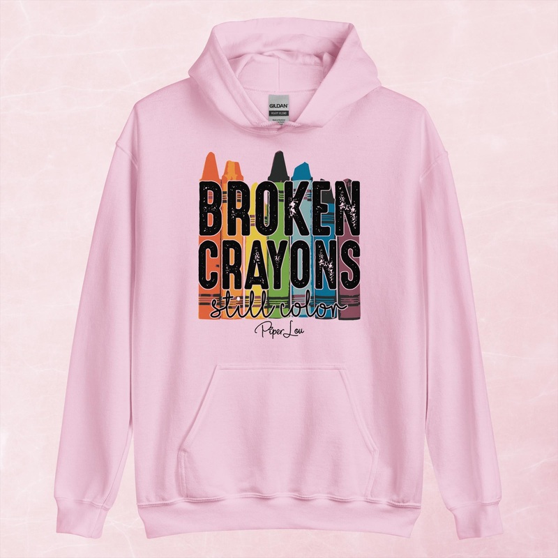 Broken Crayons Graphic Hoodie|Red|Heliconia|Irish Green|Orange|Military Green|Carolina Blue|Gold|Sand|Light Pink|Ash|White|S|M|L|XL|2XL|3XL|4XL|5XL