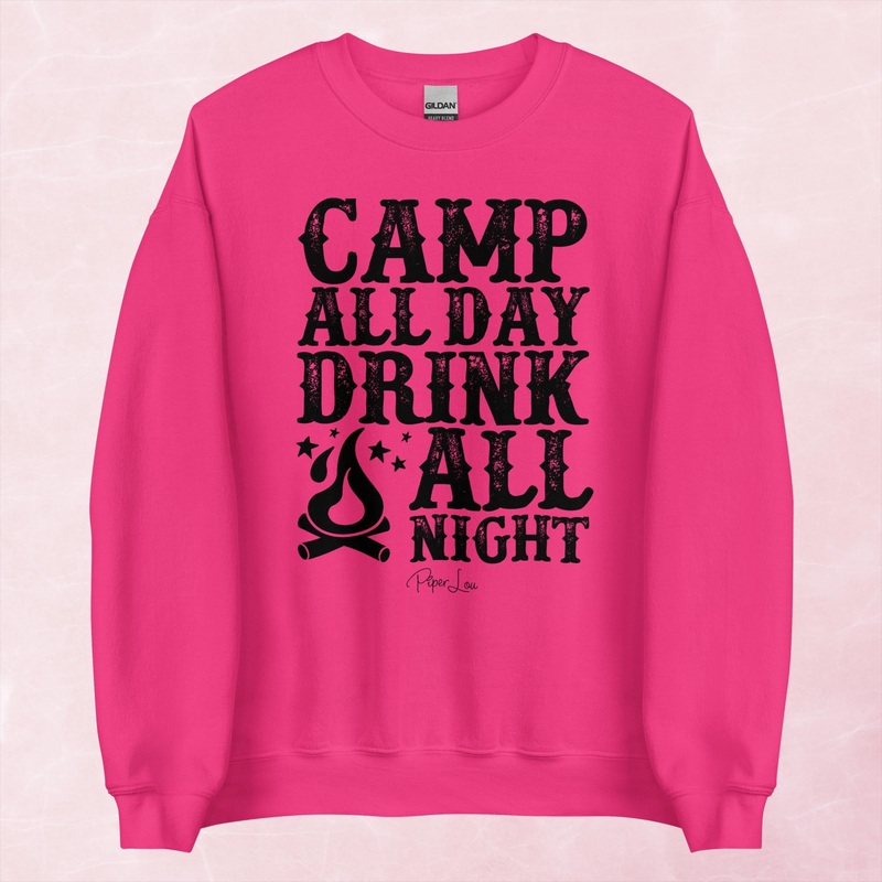 Camp All Day Drink All Night Graphic Crewneck Sweatshirt