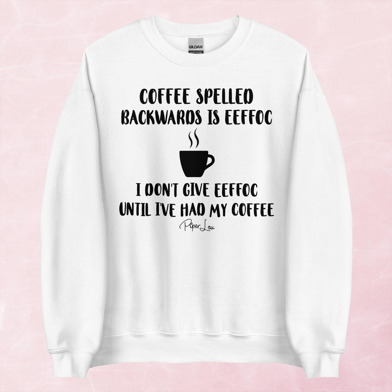 Coffee Spelled Backwards Graphic Crewneck Sweatshirt