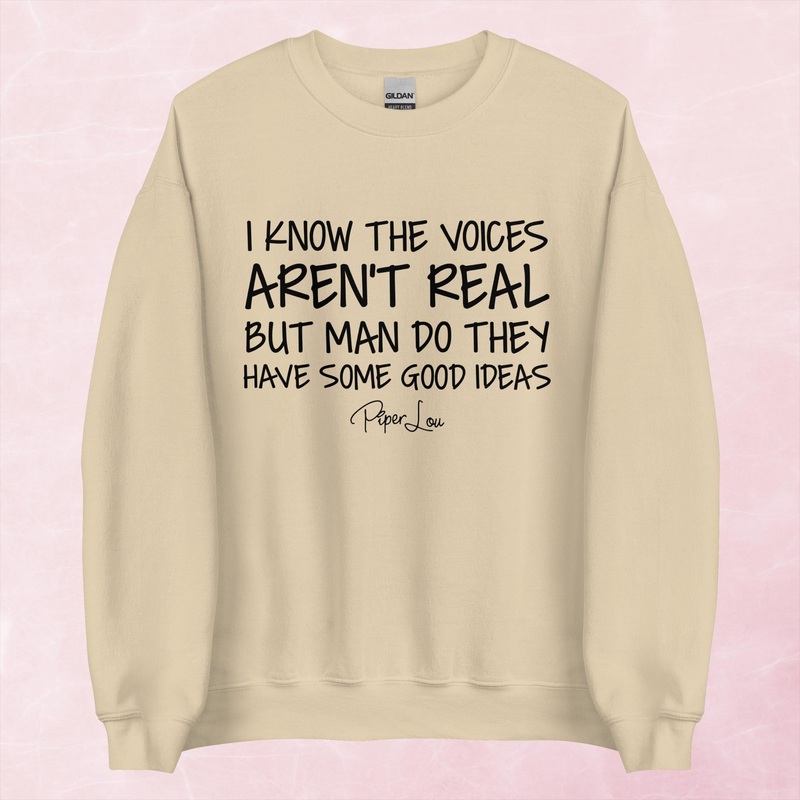 I Know The Voices Aren’t Real Graphic Crewneck Sweatshirt