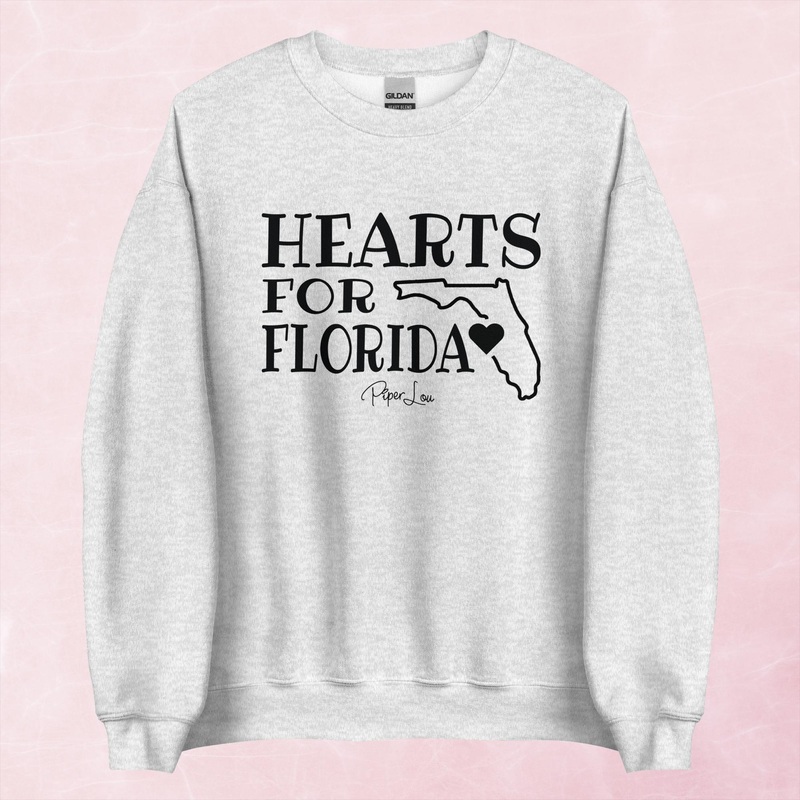 100% Donation | Hearts For Florida Graphic Crewneck Sweatshirt