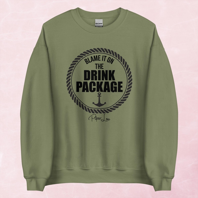 Blame It On The Drink Package Graphic Crewneck Sweatshirt