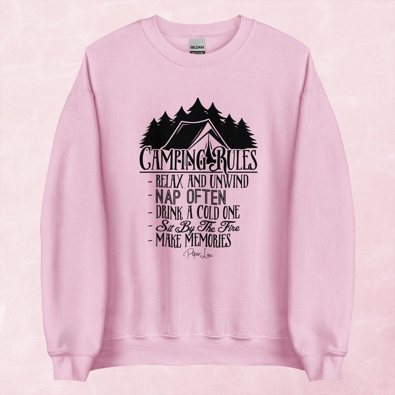 Camping Rules Graphic Crewneck Sweatshirt