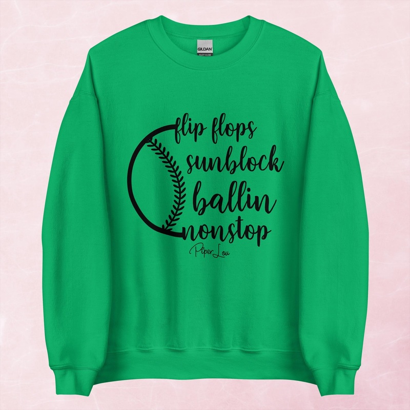 Flip Flops Sunblock Ballin Nonstop Graphic Crewneck Sweatshirt