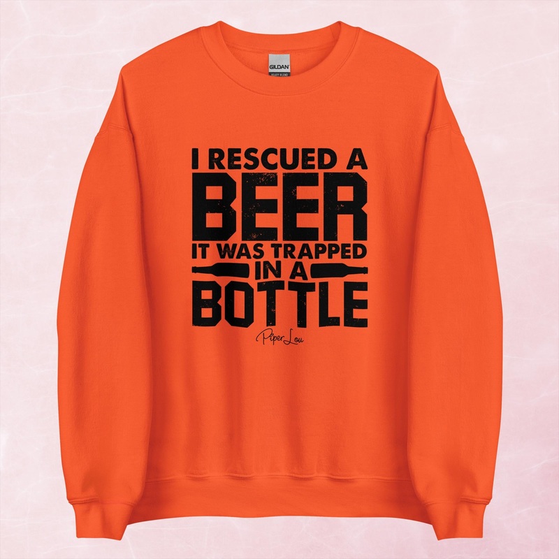 I Rescued A Beer Men’s Apparel Graphic Crewneck Sweatshirt