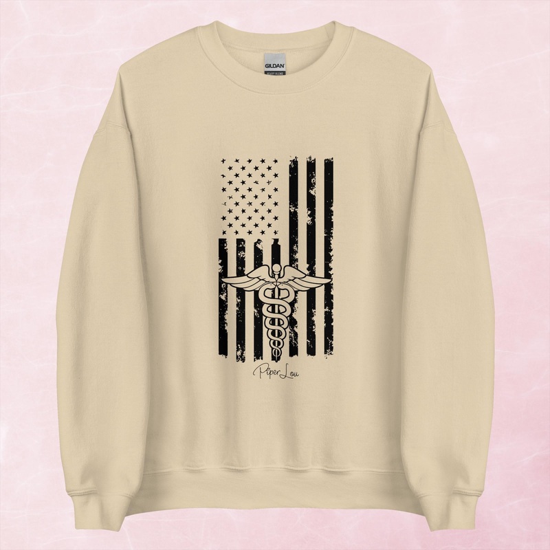 Nurse Flag Graphic Crewneck Sweatshirt