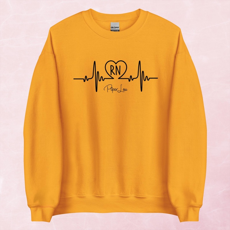 RN Nurse Heartbeat Graphic Crewneck Sweatshirt