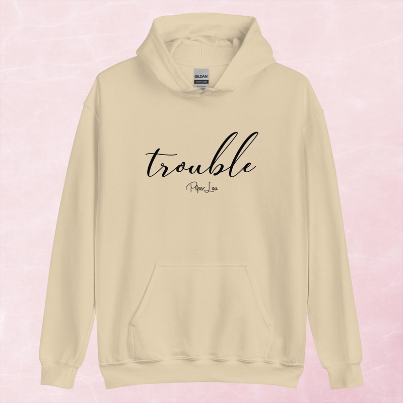 Trouble Graphic Hoodie|Red|Heliconia|Irish Green|Orange|Military Green|Carolina Blue|Gold|Sand|Light Pink|Ash|White|S|M|L|XL|2XL|3XL|4XL|5XL