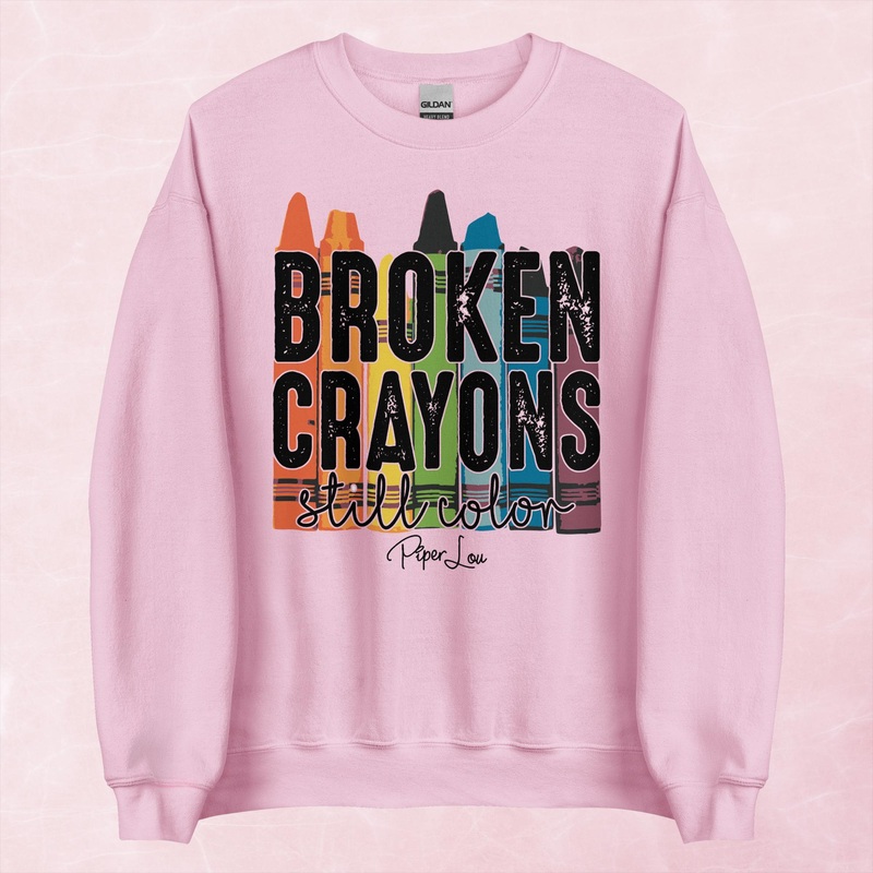 Broken Crayons Graphic Crewneck Sweatshirt