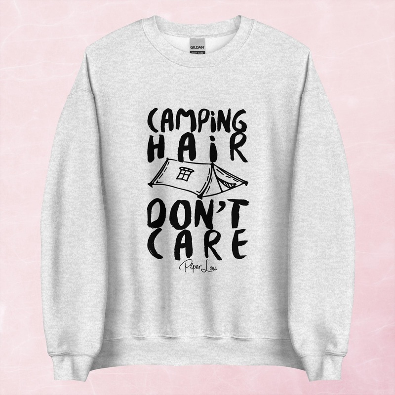Camping Hair Don’t Care Graphic Crewneck Sweatshirt