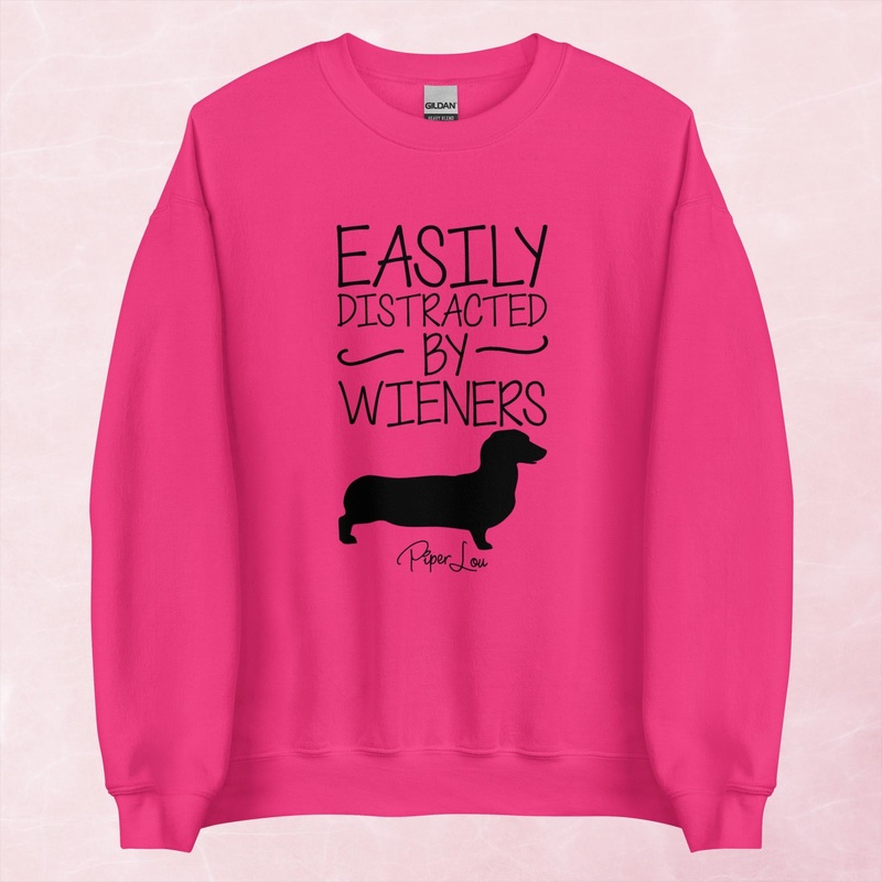 Easily Distracted By Wieners Graphic Crewneck Sweatshirt