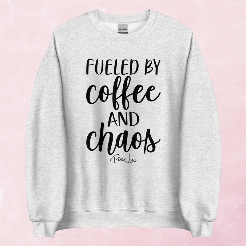 Fueled By Coffee And Chaos Graphic Crewneck Sweatshirt