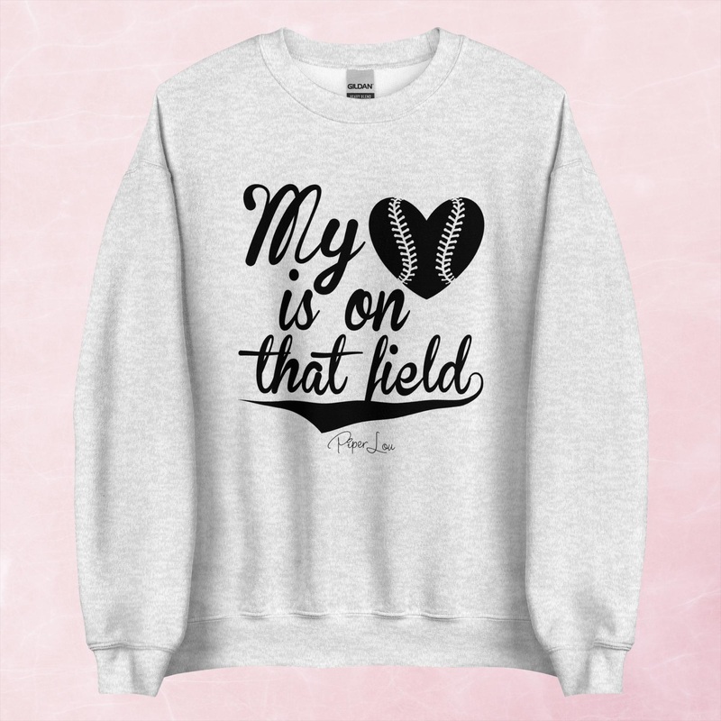 My Heart Is On That Field Softball Graphic Crewneck Sweatshirt