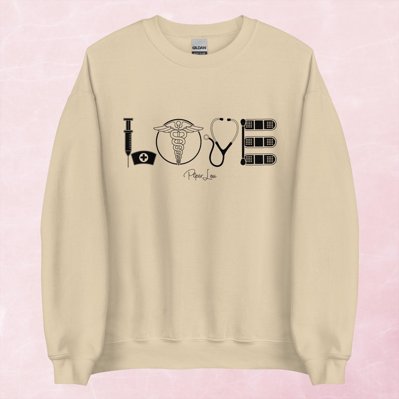 Nurse Love Graphic Crewneck Sweatshirt