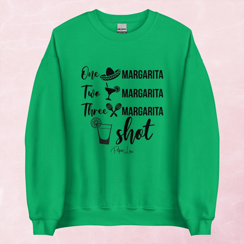 One Margarita Two Margarita Three Margarita Shot Graphic Crewneck Sweatshirt
