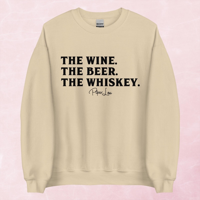 The Wine The Beer The Whiskey Graphic Crewneck Sweatshirt