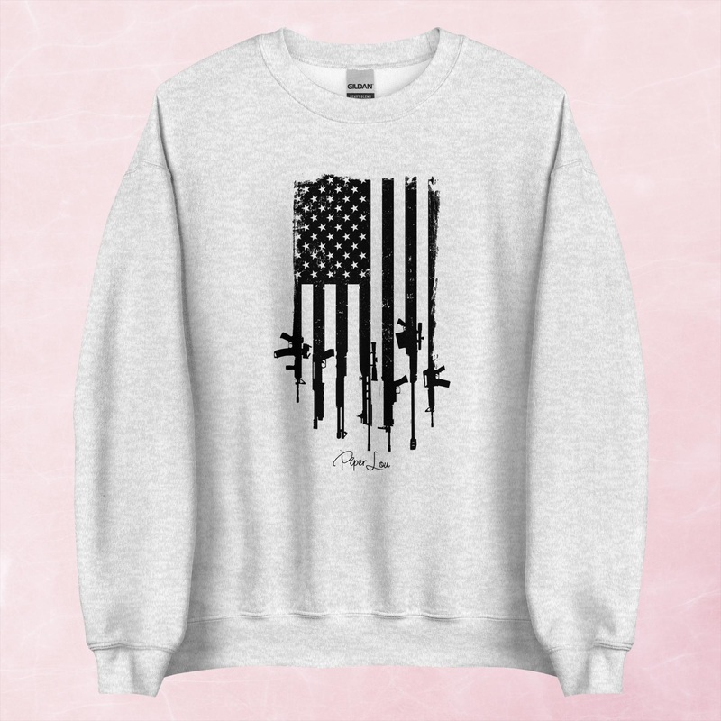 USA GUN FLAG Graphic Crewneck Sweatshirt