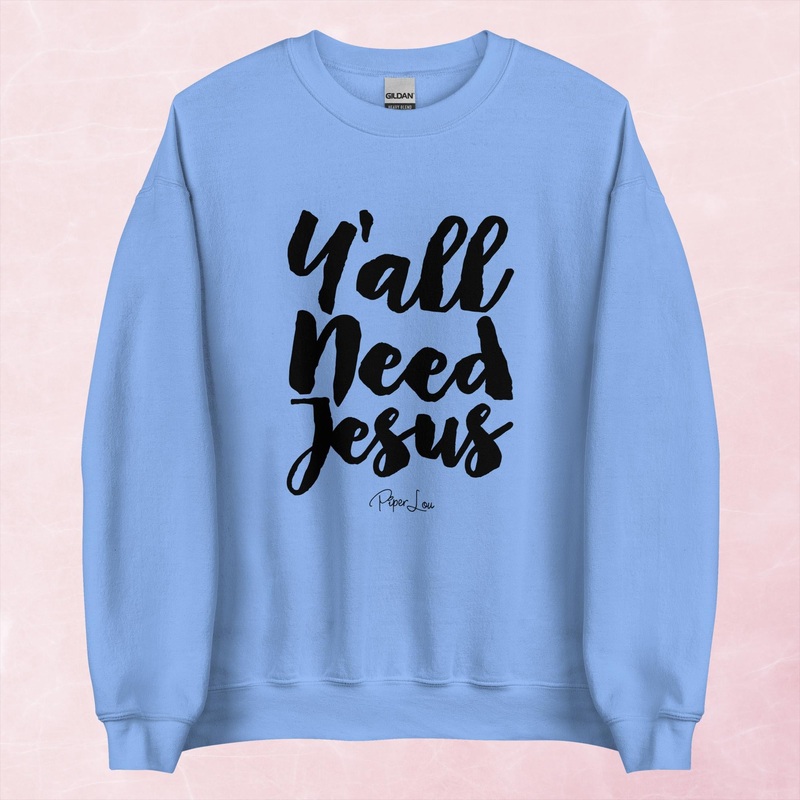 Ya’ll Need Jesus Cursive Graphic Crewneck Sweatshirt
