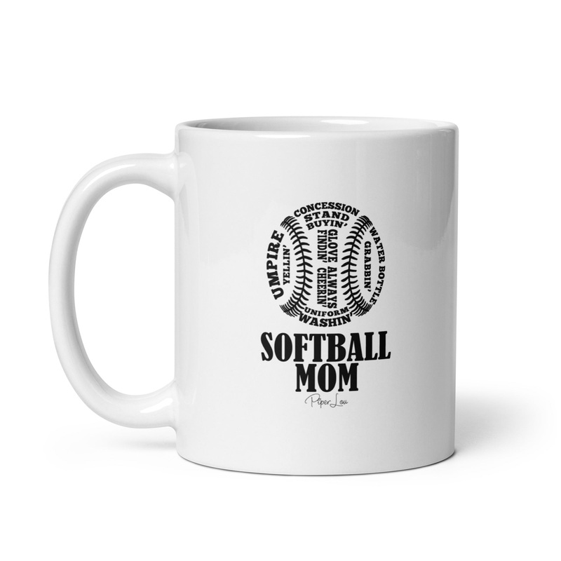 Softball Mom Word Cloud Ceramic Coffee Mug
