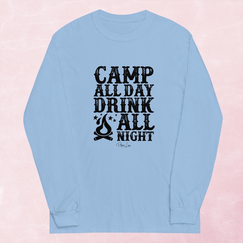 Camp All Day Drink All Night Graphic Long Sleeve Tee