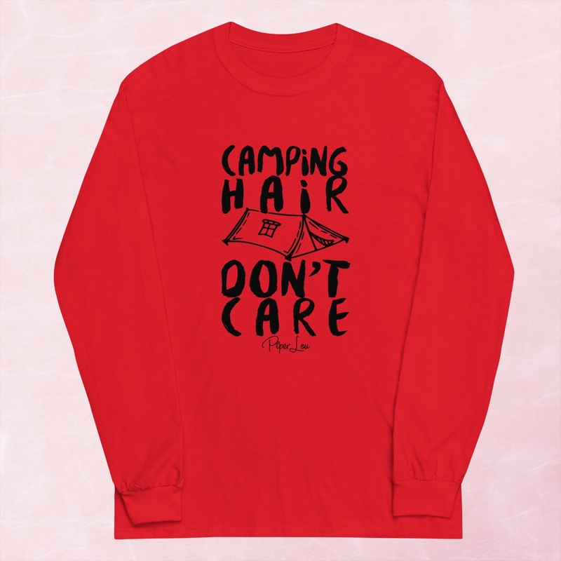 Camping Hair Don’t Care Graphic Long Sleeve Tee