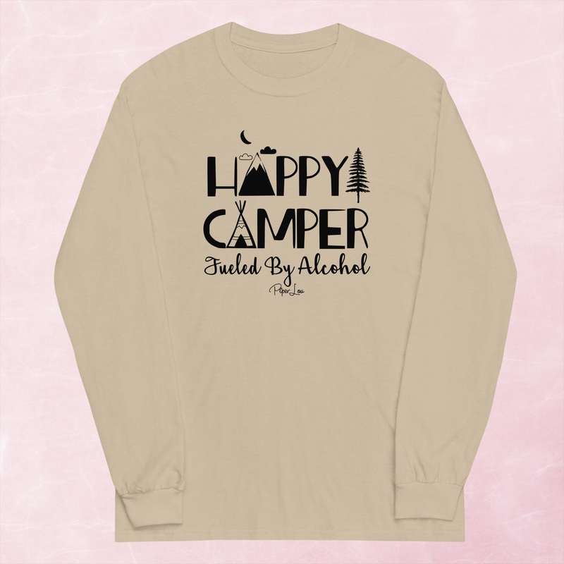 Happy Camper Fueled by Alcohol Graphic Long Sleeve Tee