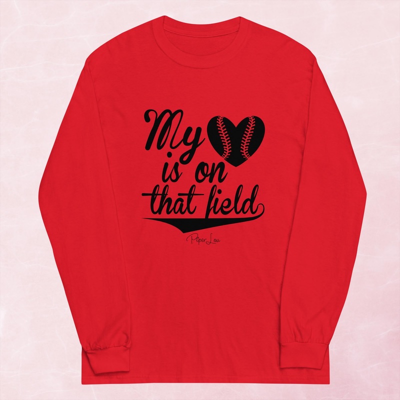 My Heart Is On That Field Softball Graphic Long Sleeve Tee