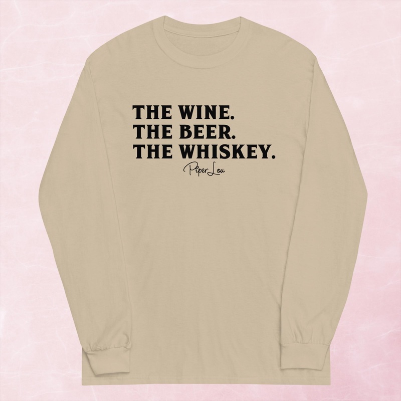 The Wine The Beer The Whiskey Graphic Long Sleeve Tee