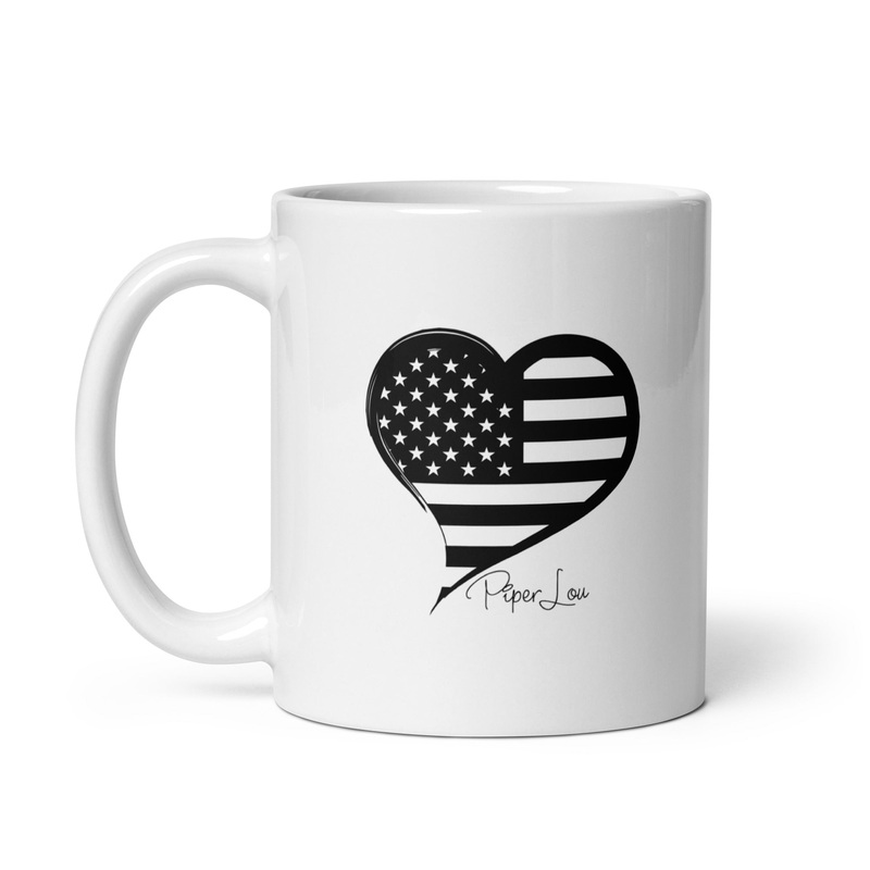 USA Flag Heart Ceramic Coffee Mug