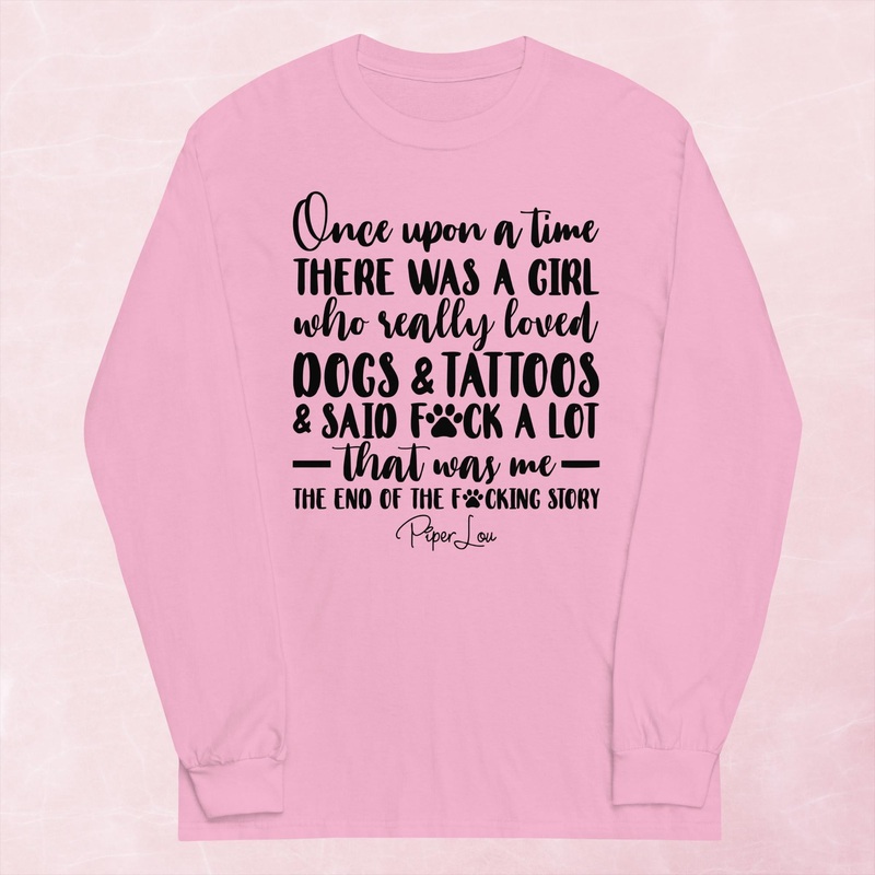 A Girl Who Really Loved Dogs And Tattoos Graphic Long Sleeve Tee