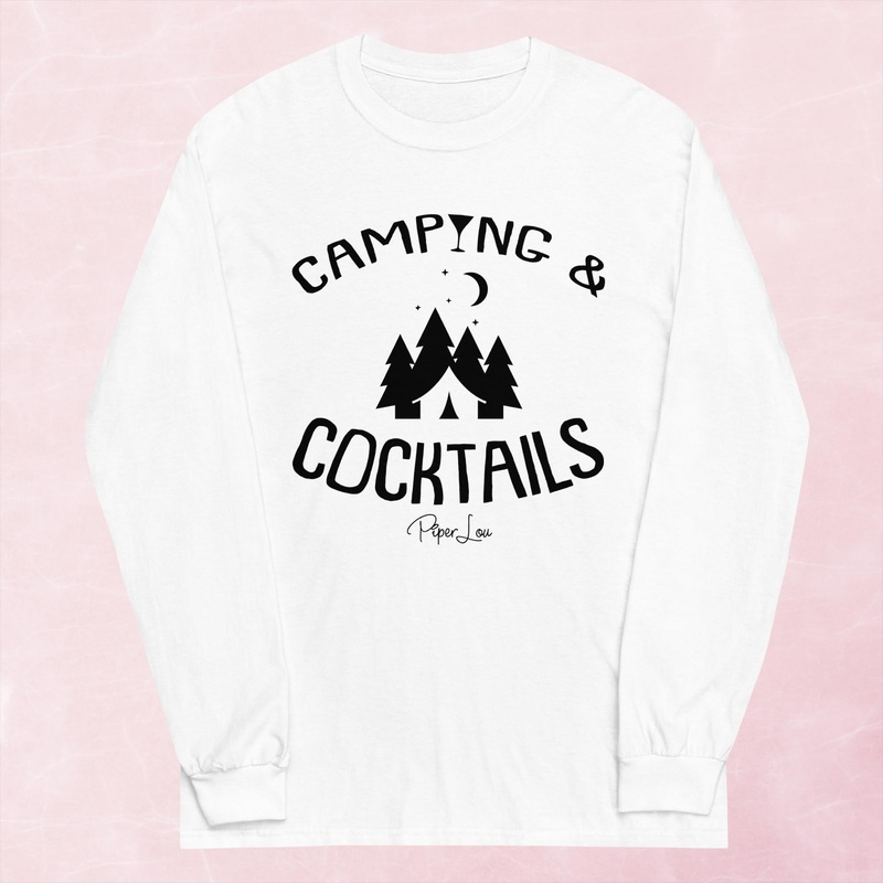 Camping And Cocktails Graphic Long Sleeve Tee
