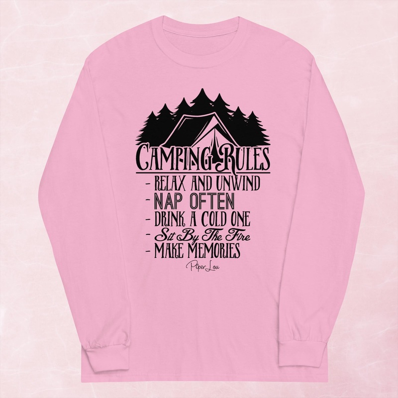Camping Rules Graphic Long Sleeve Tee