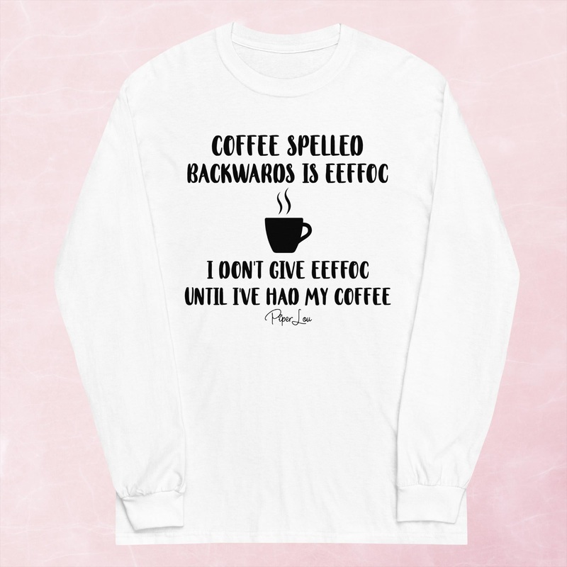 Coffee Spelled Backwards Graphic Long Sleeve Tee