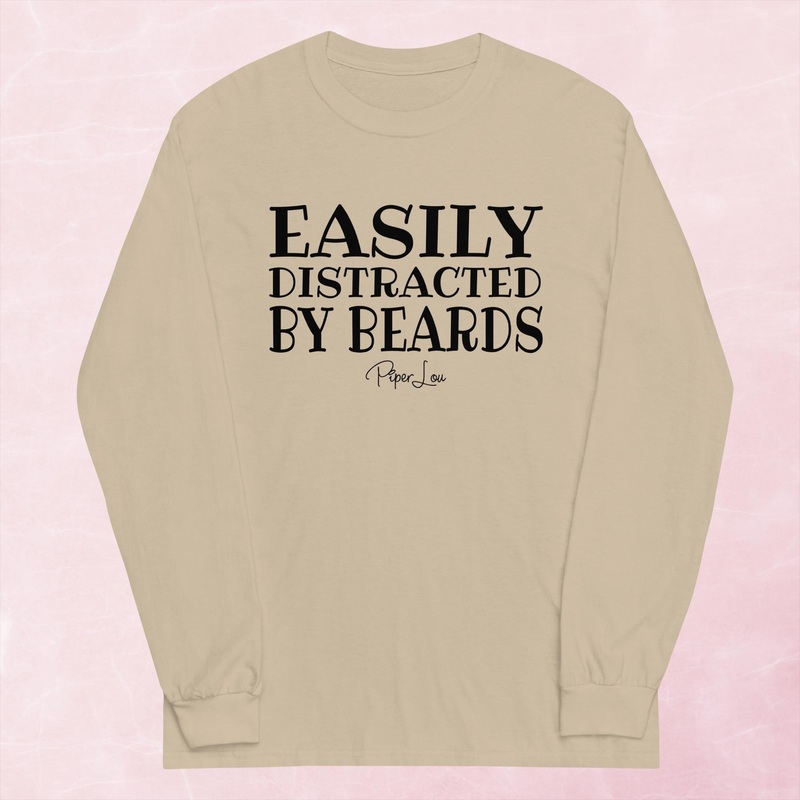 Easily Distracted By Beards Graphic Long Sleeve Tee
