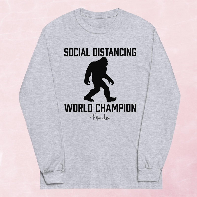 Social Distancing World Champion Graphic Long Sleeve Tee