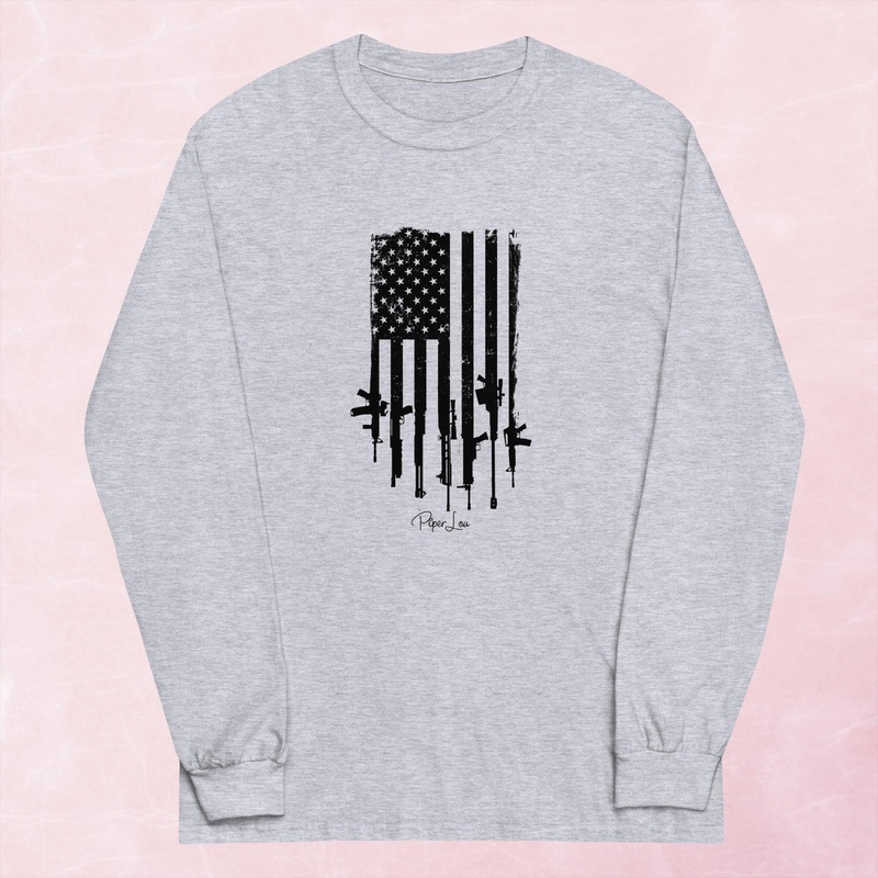 USA GUN FLAG Graphic Long Sleeve Tee