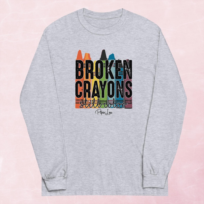 Broken Crayons Graphic Long Sleeve Tee