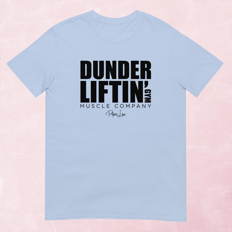 Dunder Liftin Graphic Tee|Heather Red|Tropical Blue|Sand|Light Blue|Sport Grey|Cornsilk|White|S|M|L|XL|2XL|3XL