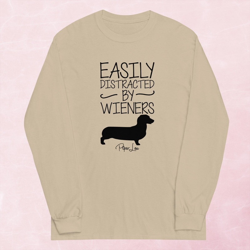 Easily Distracted By Wieners Graphic Long Sleeve Tee