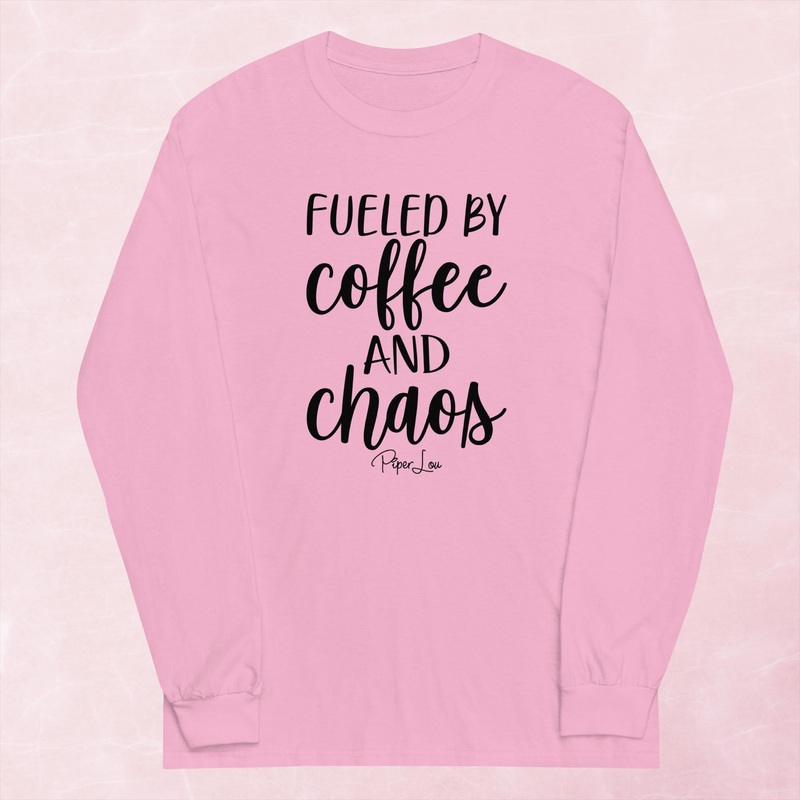 Fueled By Coffee And Chaos Graphic Long Sleeve Tee