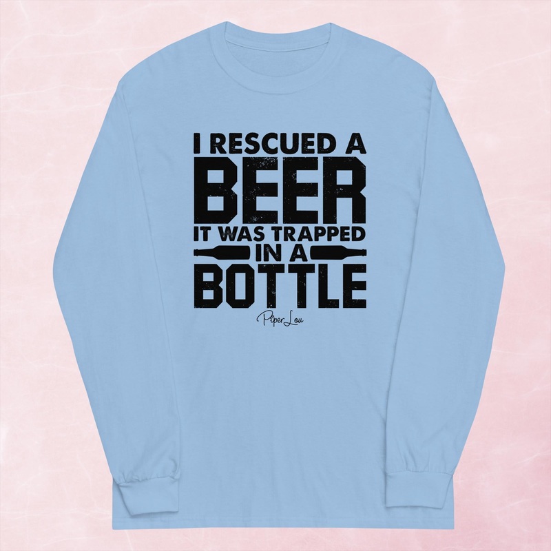 I Rescued A Beer Men’s Apparel Graphic Long Sleeve Tee