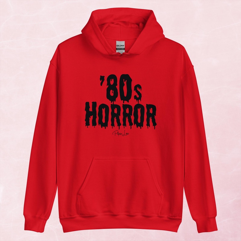 80’s Horror Graphic Hoodie|Red|Heliconia|Irish Green|Orange|Military Green|Carolina Blue|Gold|Sand|Light Pink|Ash|White|S|M|L|XL|2XL|3XL|4XL|5XL