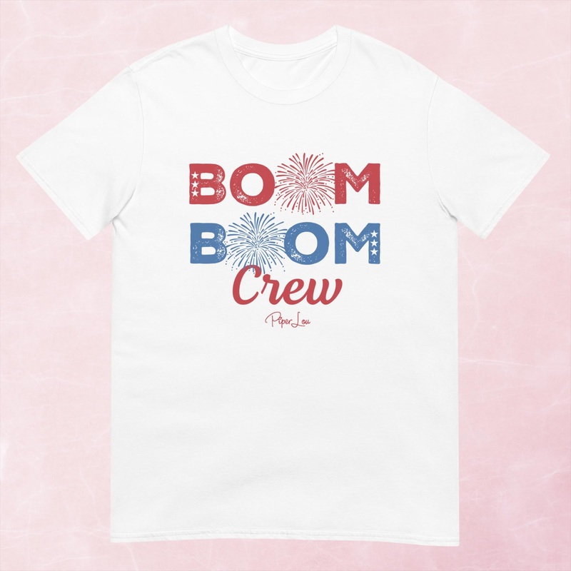 Boom Boom Crew Graphic Tee|Sand|Light Blue|Sport Grey|Cornsilk|White|S|M|L|XL|2XL|3XL