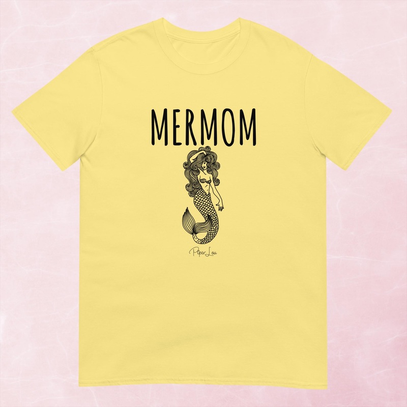 Mermom Graphic Tee|Heather Red|Tropical Blue|Sand|Light Blue|Sport Grey|Cornsilk|White|S|M|L|XL|2XL|3XL