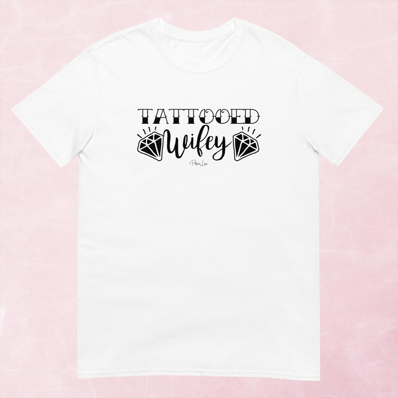Tattooed Wifey Graphic Tee|Heather Red|Tropical Blue|Sand|Light Blue|Sport Grey|Cornsilk|White|S|M|L|XL|2XL|3XL