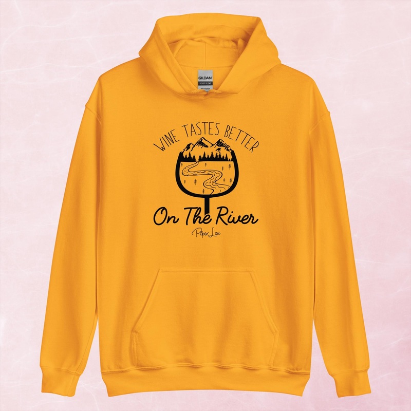 Wine Tastes Better On The River Graphic Hoodie