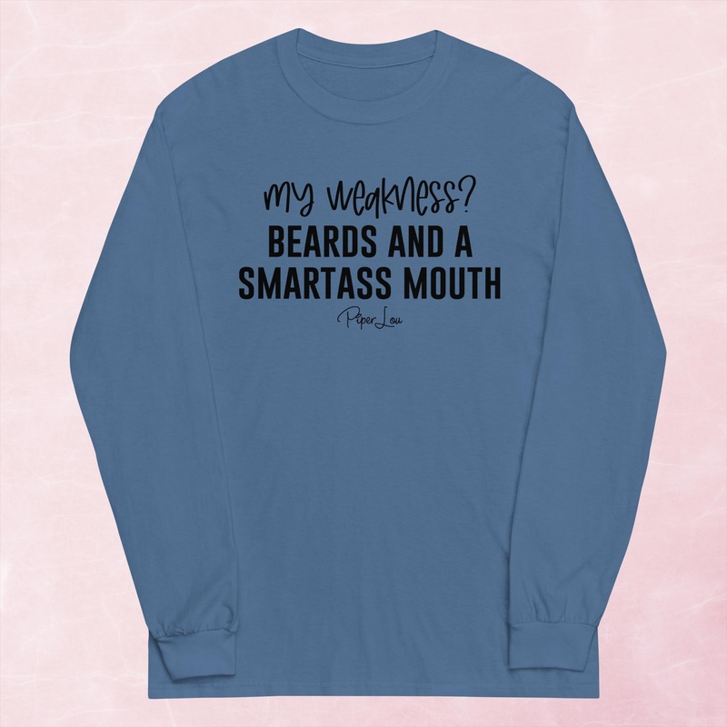 Beards & A Smartass Mouth Graphic Long Sleeve Tee