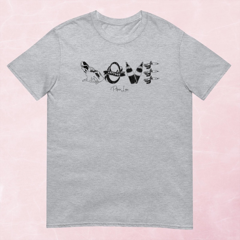 Tattoo Love Graphic Tee|Heather Red|Tropical Blue|Sand|Light Blue|Sport Grey|Cornsilk|White|S|M|L|XL|2XL|3XL