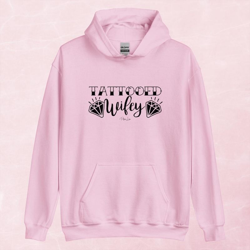 Tattooed Wifey Graphic Hoodie|Red|Heliconia|Irish Green|Orange|Military Green|Carolina Blue|Gold|Sand|Light Pink|Ash|White|S|M|L|XL|2XL|3XL|4XL|5XL