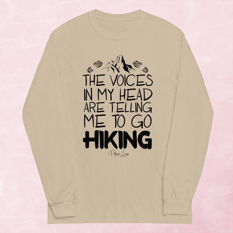 The Voices In My Head Are Telling Me To Go Hiking Graphic Long Sleeve Tee